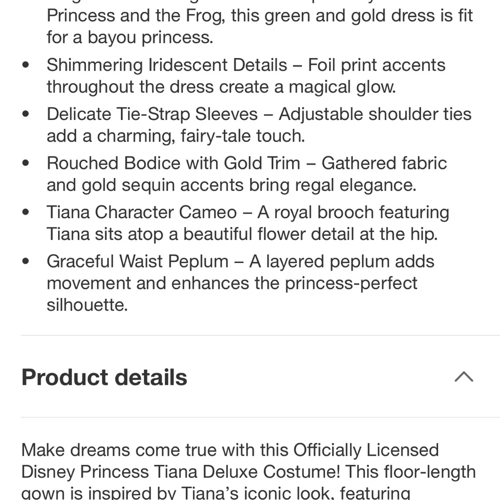Disney Princess Tiana Costume